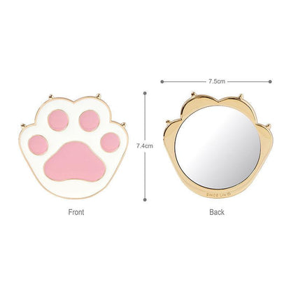 Cat Paw Mini Makeup Mirror Alloy Holiday Gift Women Girl Portable HD Makeup Mirror Irregular Shape