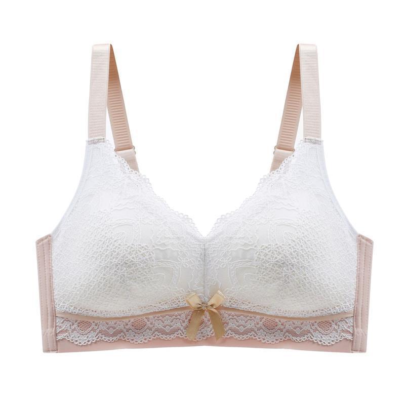 Women Latex No Steel Ring Thin Section Gathering Large Size Sexy Lace Adjustable Side Breast Breathable Adjustable Lace Trim Decorative Bra