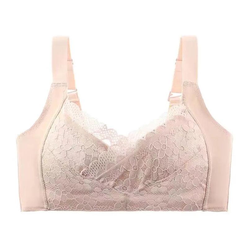 Sexy Lace Ladies Underwear Adjustable Gathering Thin Summer No Steel Rings Widening Four-Row Buckle Receiving Breast Bra