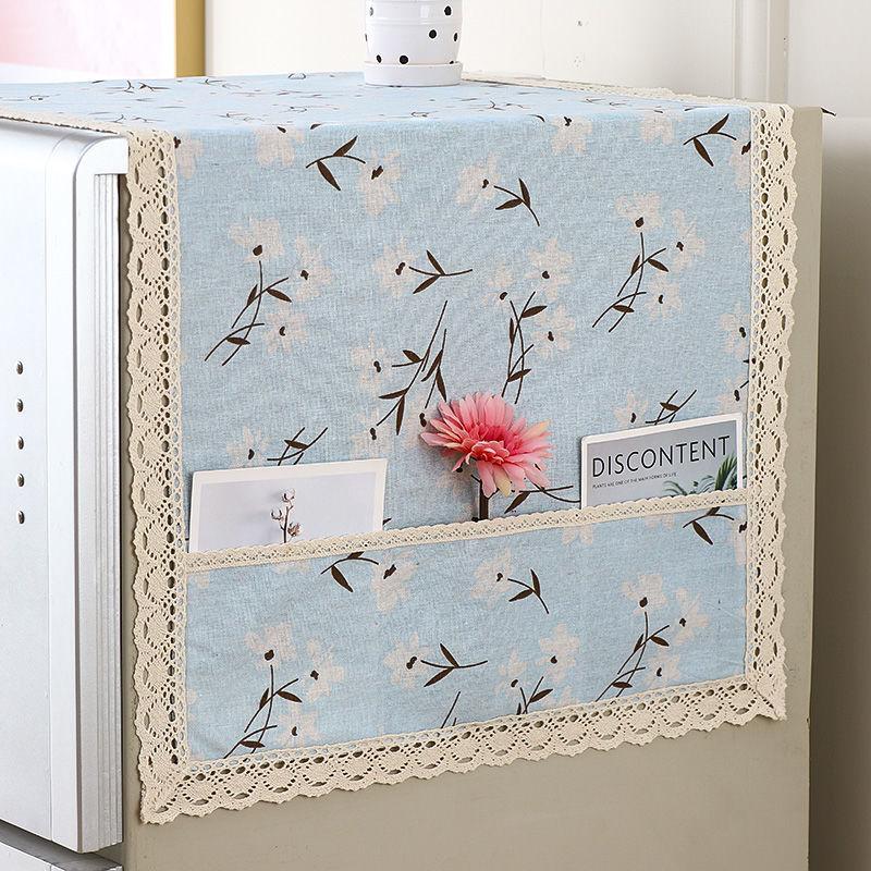 Lace Embroidery Refrigerator Dust Cover Single Door Double Door Washing Machine Cover Microwave Oven Cover Cloth Multifunctional Dustproof Cloth