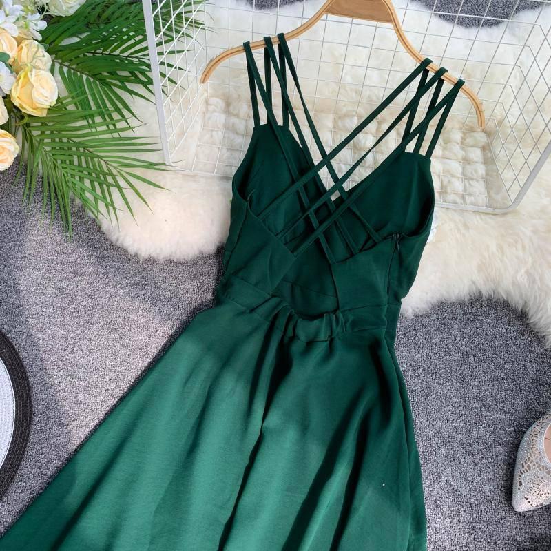 Summer Women Dress Chiffon Long Dress Halter Tunic Sleeveless Pleated Dress Party Dresses Vestidos