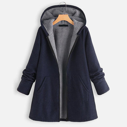 Women Winter Jackets Plus Size Casual Hooded Parkas Coat Long Thick Warm Outerwear Solid Plush Fleece Casual Jackets