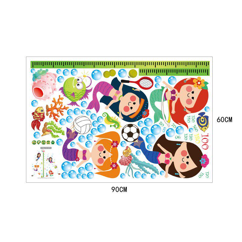 [Wall sticker ]Mermaid Fish Height Wall Stickers For Kids Rooms Baby Room Nursery Bathroom Living Ro