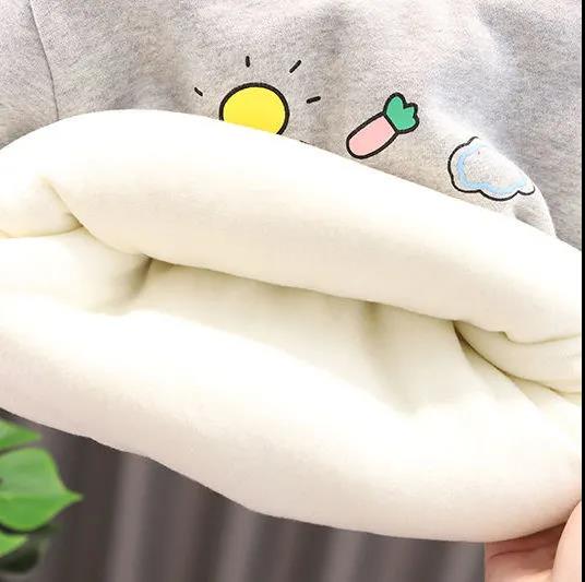 Girls' Fall Winter Three-piece Suit with Velvet and Thickening Baby and Children Sweater Baby Girl Printing Rainbow Style Winter Cotton Dress