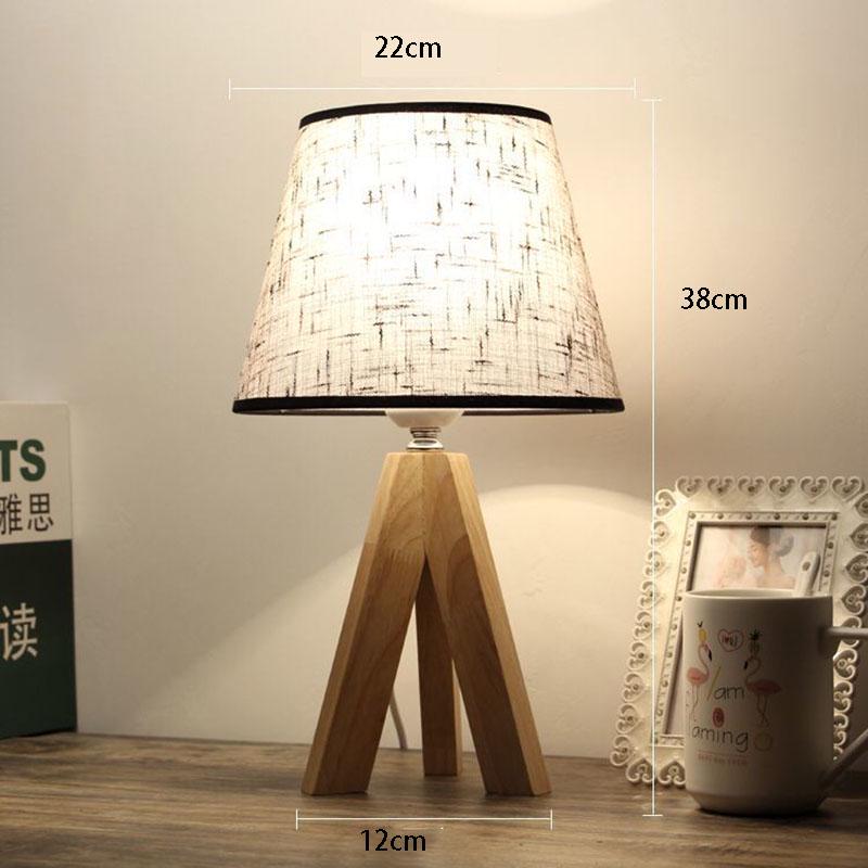 Modern Bedroom Wooden Small Table Lamp European Warm Creative Cloth Lampshade Led Bedside Lamp
