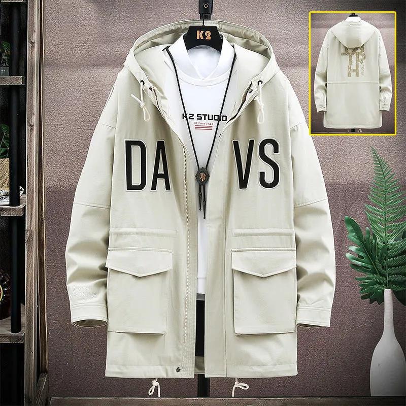 WTEMPO Spring & Autumn Thin Jacket Men Hooded Workwear Casual Coat Soft Comfortable Windbreaker Large Long