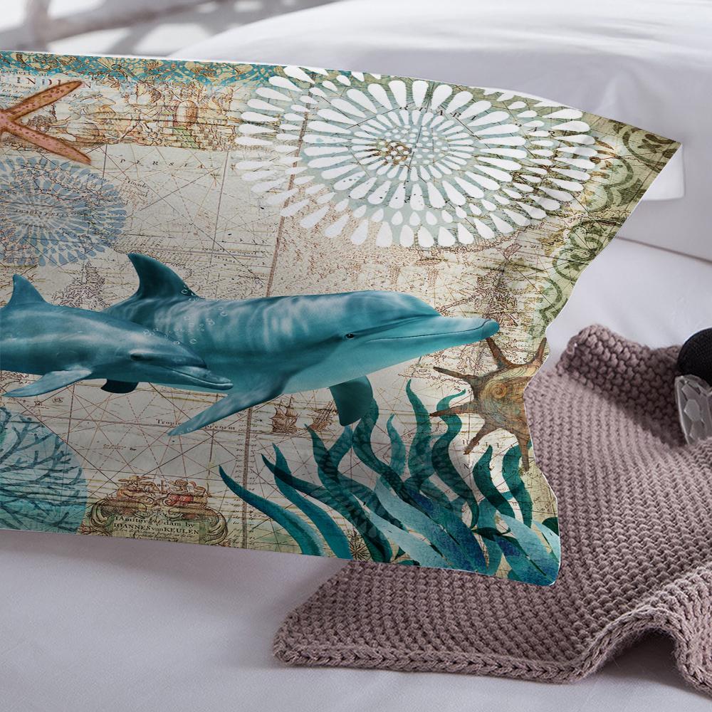Duvet Cover Fashion 3pcs 3D Dolphin Bedding Set Queen King Size Bedroom Comforter Cover