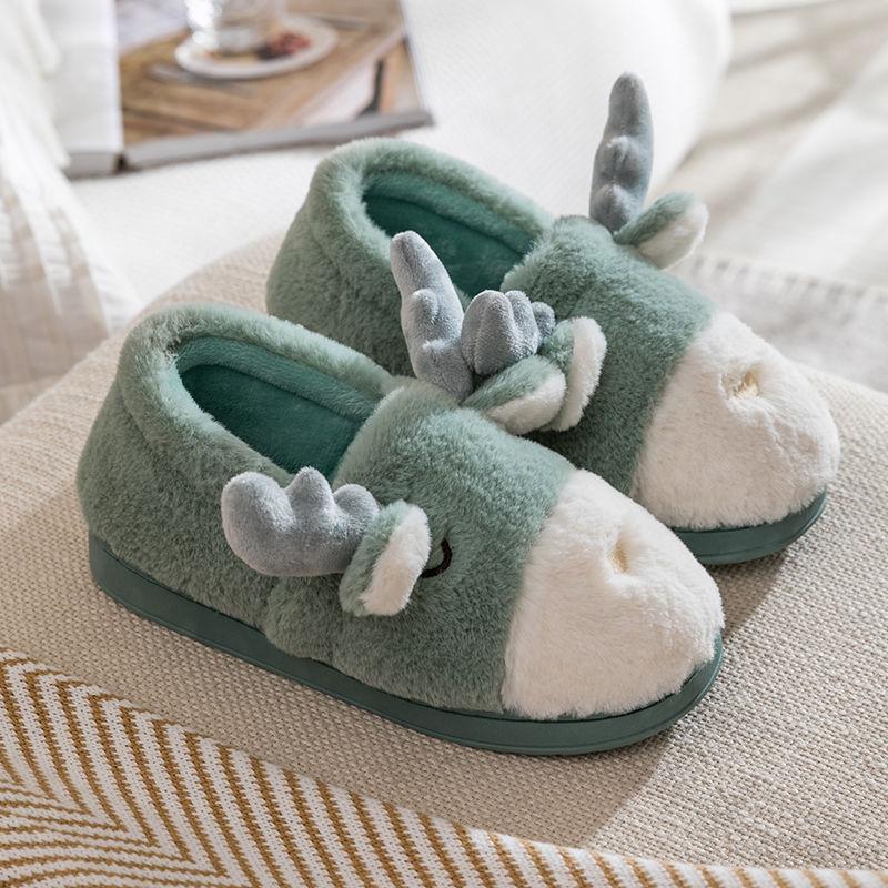 Winter Cotton Slippers Bag with Plush Home Lovers Thick-soled Indoor Warm Wool Slippers