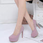 Women's Shoes Spring  Summer Korean Style Super High Heel Stiletto Round Toe Silver High Heels Sexy Female Waterproof Platform Single Shoes 12cm