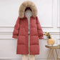 Down Jacket Women's Mid-length Big Fur Collar Korean Fashion Loose Thick Over-knee Winter Hooded Jacket Tide