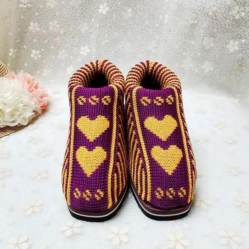 Women's Winter Handmade Cotton Shoes Female Household Wool Shoes Antiskid Flat Cotton-padded Shoes