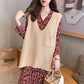 Spring and Autumn Mid-length Vest Plus Size V-neck Loose Sweater Knitted Sleeveless Women's Vest
