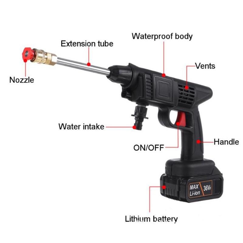 Electric Car Washing Machine 24000mAh Large Capacity Battery Portable Car Washing Gun High Pressure Water Gun Water Pump Cleaning Machine