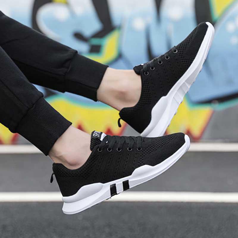 Size 39-44 Men Sneakers Non-slip Basketball Shoes Breathable Deodorant Flying Woven Mesh Students Running Shoes Wear-resistant Deodorant Skate Shoes