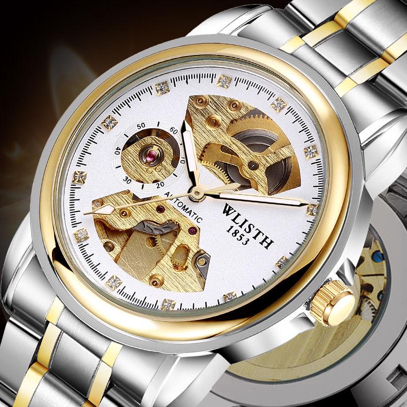Luxury Luminous Mechanical Watches Automatic Clock Men Calendar Week Skeleton Watches