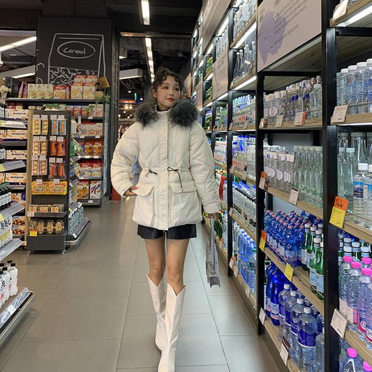 Down Jacket Winter Coat Coat Fur Collar Women Long Thick Warm Hooded Women's Leather Coat