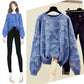 Stars Print Sweaters Tunic Women Casual Round-neck Loose Long Sleeve Knitted Top Autumn Winter Female Jumper Pullovers