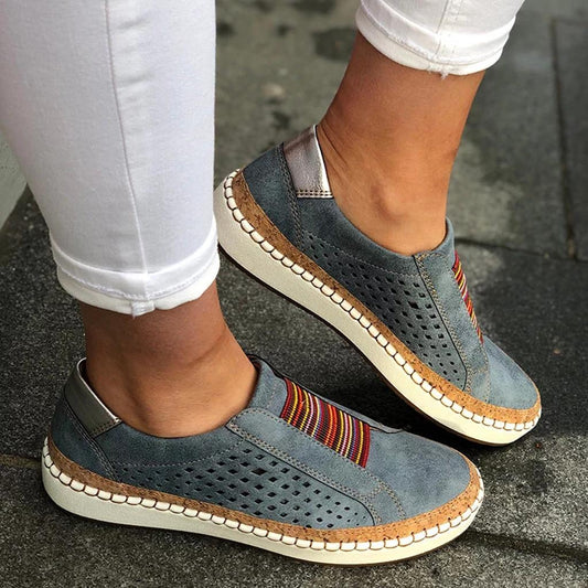 Womens Hollow-Out Breathable Sneakers Casual Slip On Shoes Loafers Comfortable Lazy Shoes