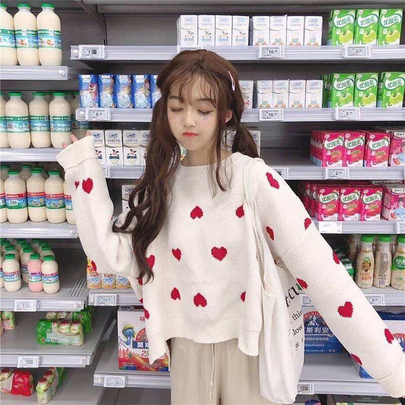 Autumn and Winter Simple Jacket Fashion Loose Casual Sweater Short Female Student Top
