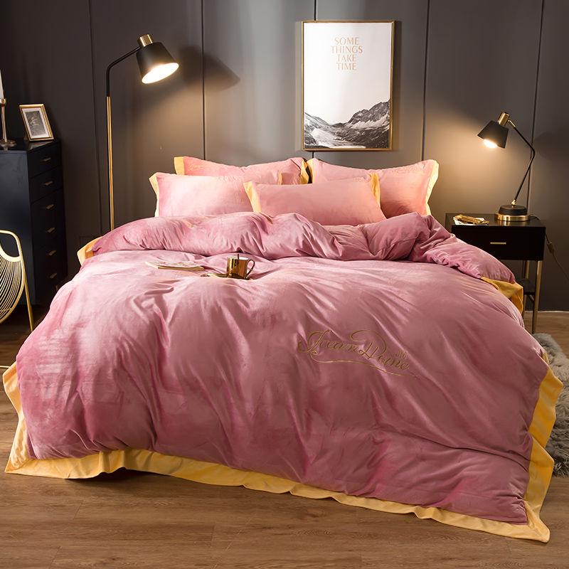 4pcs  Home Textile Bedding Sets Fleece Bedding Set Duvet Cover King Queen Winter Quilt Cover Set