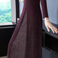 Fake Two Piece Dresses Women Split O-Neck Long Sleeve Irregular Knitted Ruffles Dress