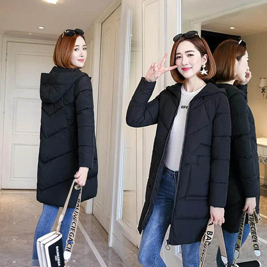 Winter Cotton-padded Clothes Women's Mid-length Korean Version of Slim and Thick All-match Slimming Down Cotton Women