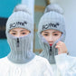 Winter Knitted Hat and Bib One-piece Korean Version Plus Velvet One-piece Woolen Hat Riding Windproof Ear Protection Warm Hat