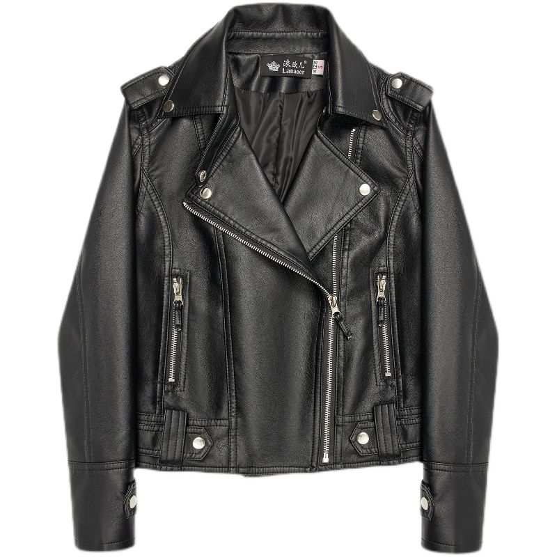 Women's Leather Jacket Women's 2021 Spring and Autumn Short Slim Washed PU Leather Jacket