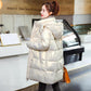 Down Cotton Jacket Winter Thicken Warm Loose Fashion Color Glossy Disposable Stand Collar Mid-length Cotton Jacket Women