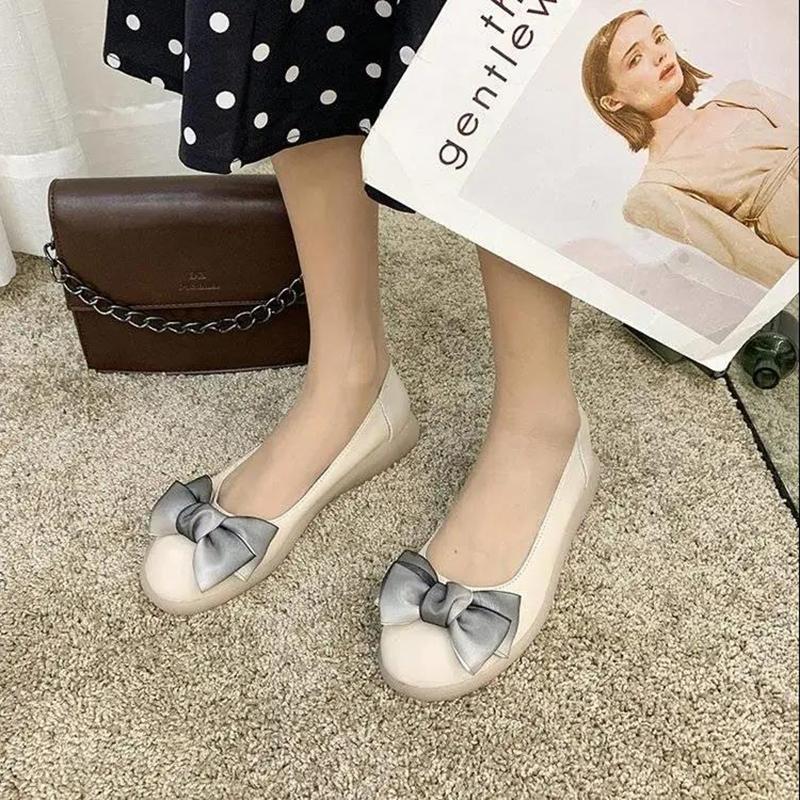 Tendon Soft Sole Flat Shoes Women's Bowknot Soft Sole Nurse Shoes Flat Shallow Mouth Women's Single Shoes Nurse Shoes