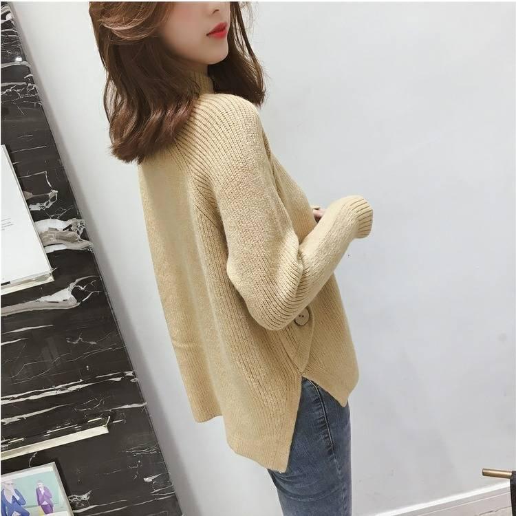 Womens Sweaters Half High Neck Solid Color Knitted Bottom Casual Comfort Winter