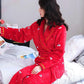 Ladies Bathrobes Winter Cashmere Warm Robe Coat Rabbit Print Pajamas Home Clothes Quick-drying Homewear Long