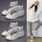 Leather White Shoes High Top 2020 Summer Mesh Breathable High Top Shoes Flat Bottom Wild Hollow Mesh Shoes