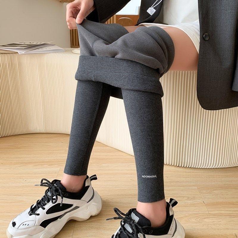 Leggings Women's Winter Stovepipe Trousers Women Wear High Waist Thin Fleece Warm Pants