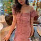 One Word Collar Short Sling Floral Dress Women