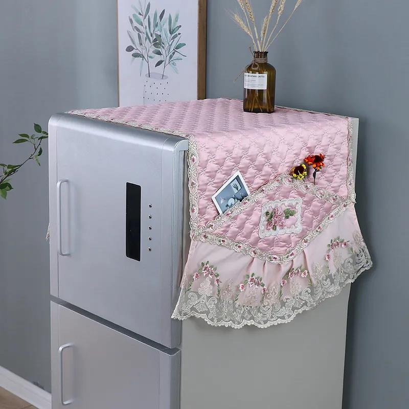 Refrigerator Cover Universal Cover Towel Refrigerator Dust Cover Thick Lace Edge Refrigerator Hanging Bag