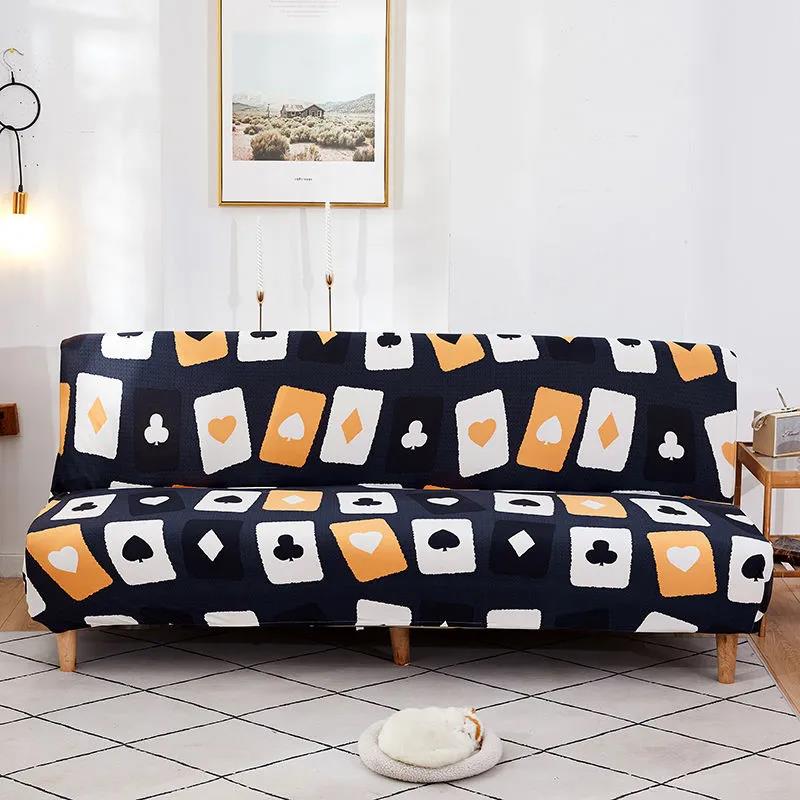 Nordic Style Folding Sofa Bed Cover Elastic All-inclusive Universal Armrestless Sofa Cover