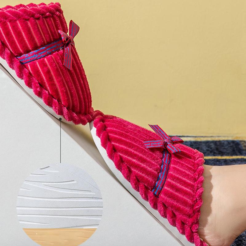 Non-Slip Home Slippers Winter Warm Women Indoor Cotton Non-slips Ladies Soft Slippers Memory Foam Bedroom Couples Shoes