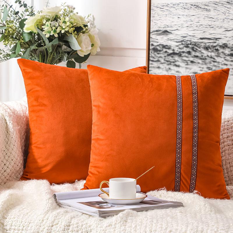 High-end Pillow Velvet Cushion Living Room Sofa Backrest Office Bedside Chinese Large Cushion Lace Hug Pillowcase