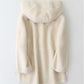 Women's Particle Cashmere Coat Winter Thick Hooded Loose Lamb Wool Coat Mid-length Faux Wool Fur Coat