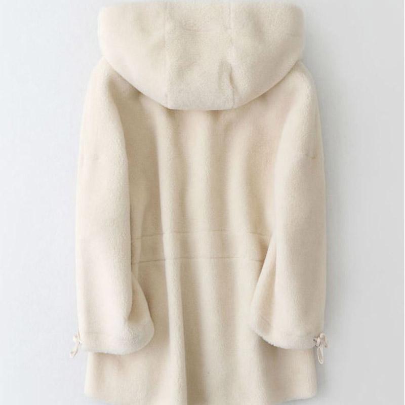 Women's Particle Cashmere Coat Winter Thick Hooded Loose Lamb Wool Coat Mid-length Faux Wool Fur Coat