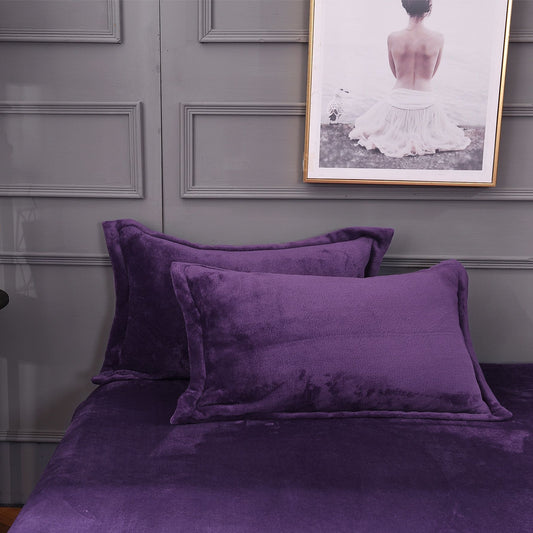 Household Pillowcases Solid Color Thickened Flannel Pillowcase Coral Fleece Single Double Pillowcase Bedding