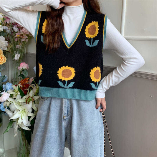 Print Knitted Sweater Women Elegant Pullovers Women Winter Loose Long Sweaters Streetwear Sweaters