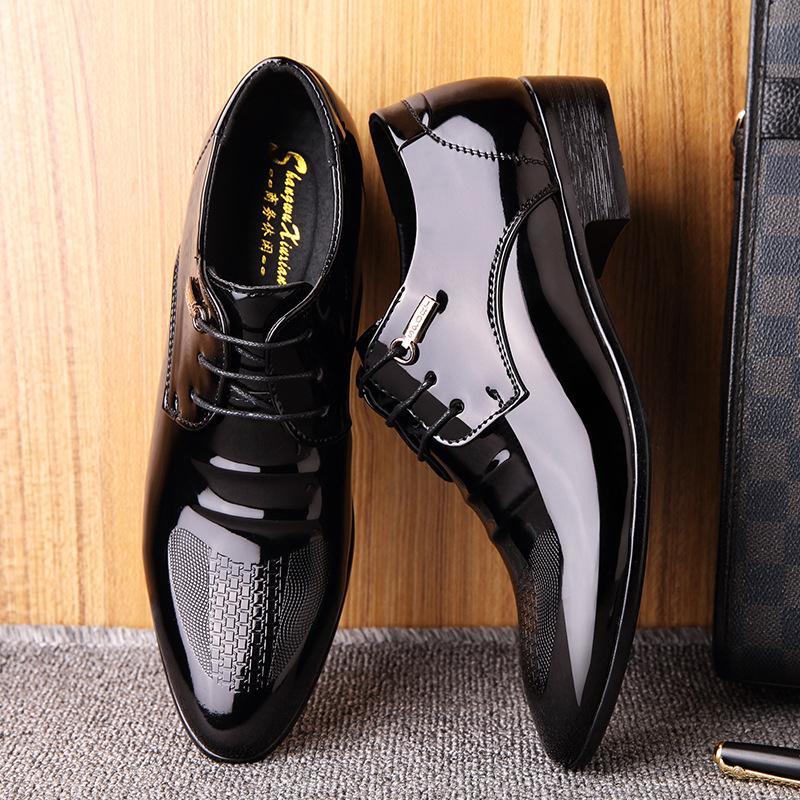 Men Luxury Breathable Pointed Toe Business Shoes Leather Oxford Formal Wedding Shoes