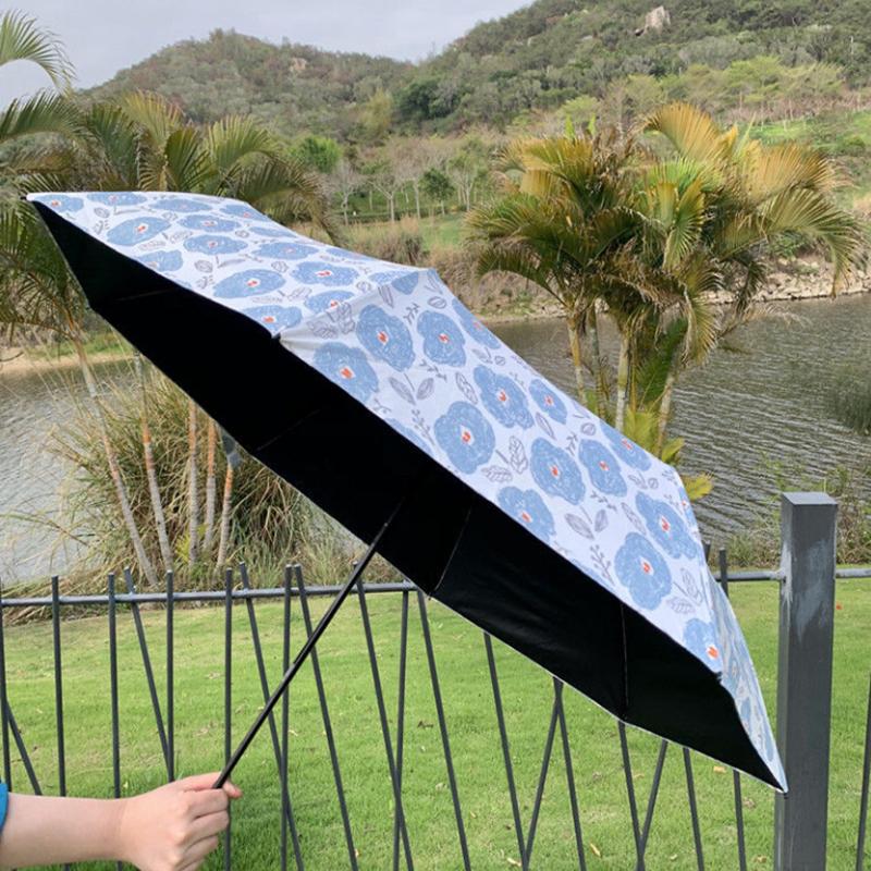 Sunny Umbrella Dual-use Three-fold UV Portable Folding Sunshade Black Plastic Umbrella for Men and Women