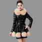 Women's Leather Coat Thickened Warm Fur Coat Winter Slimming Faux Sheepskin Coats with Fox Fur Collar Female Overcoat Outerwear