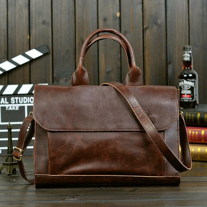 Business Briefcase Men Retro Clamshell Large Capacity Crossbody Bags Waterproof Handbag Computer Bag