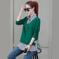 Cotton Plus Size Fake Two-piece Blouse Fall Loose Long Sleeve Sweater Women