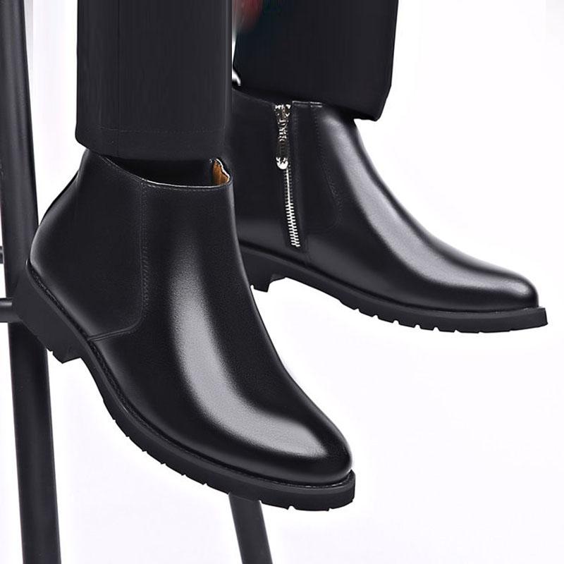 Martin Boots Men's Leather Short Boots Winter Plus Velvet Warm High-top Cotton Shoes British Tooling Boots