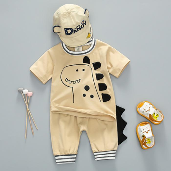 Cartoon Children's Summer Cute Set Pullover Top Short Sleeve T-shirt Shorts Boys Girls Two Piece Suit